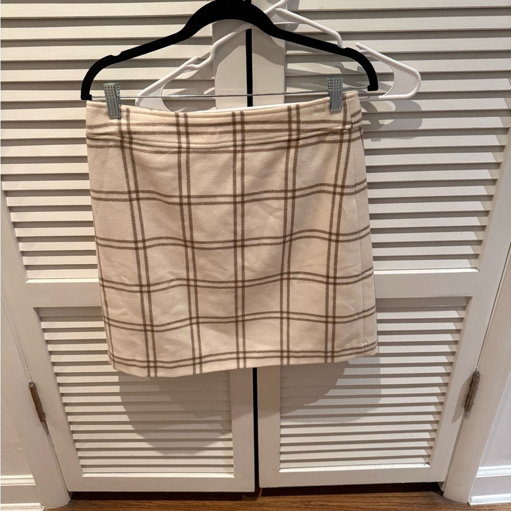 J. Crew Cream and Brown Mini Pencil Skirt for Work